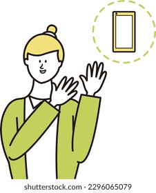 smartphone smile woman business illustration