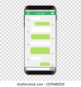 Smartphone with sms chat bubble, vector.