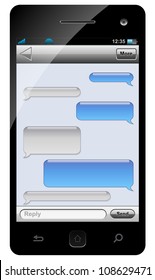 Smartphone Sms Chat Template With Balloons For Your Text.