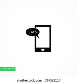 Smartphone sms icon, flat design best vector icon