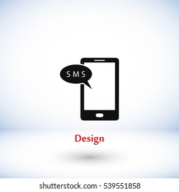 Smartphone sms icon, flat design best vector icon