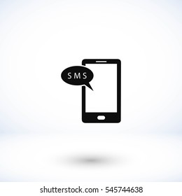 Smartphone sms icon, flat design best vector icon