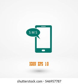 Smartphone sms icon, flat design best vector icon