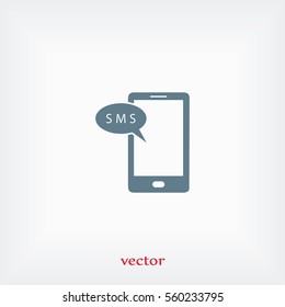 Smartphone sms icon, flat design best vector icon