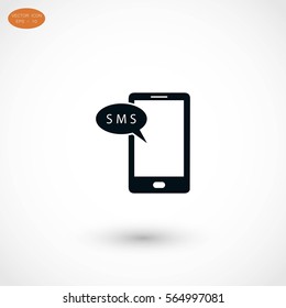 Smartphone sms icon, flat design best vector icon