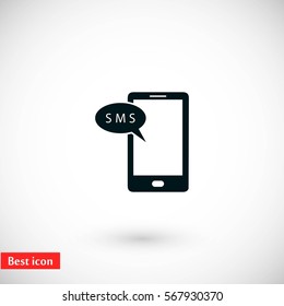 Smartphone sms icon, flat design best vector icon