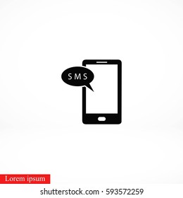 Smartphone sms icon, flat design best vector icon