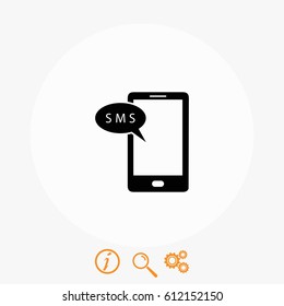 Smartphone sms icon, flat design best vector icon