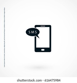 Smartphone sms icon, flat design best vector icon