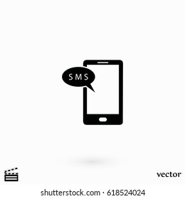 Smartphone sms icon, flat design best vector icon