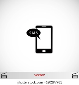 Smartphone sms icon, flat design best vector icon