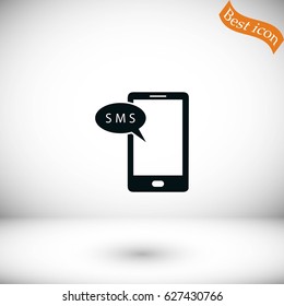 Smartphone sms icon, flat design best vector icon