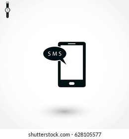 Smartphone sms icon, flat design best vector icon