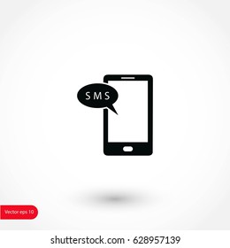 Smartphone sms icon, flat design best vector icon