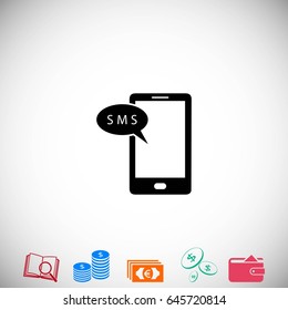 Smartphone sms icon, flat design best vector icon