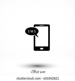 Smartphone sms icon, flat design best vector icon