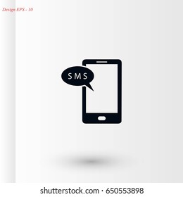 Smartphone sms icon, flat design best vector icon