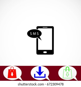 Smartphone sms icon, flat design best vector icon