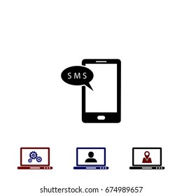 Smartphone sms icon, flat design best vector icon