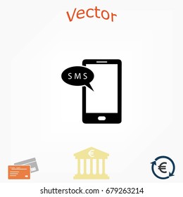 Smartphone sms icon, flat design best vector icon