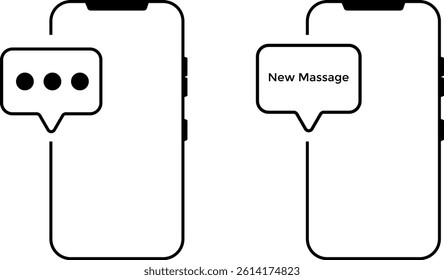 smartphone with sms icon set. Message Bubble. Mobile phone sign. Notification icons design