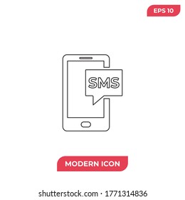Smartphone sms icon vector. Mobile sms sign