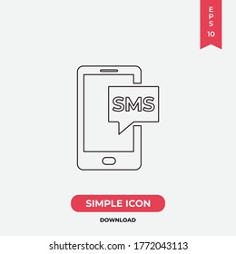 Smartphone sms icon vector. Mobile sms sign