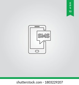 Smartphone sms icon vector. Mobile sms sign