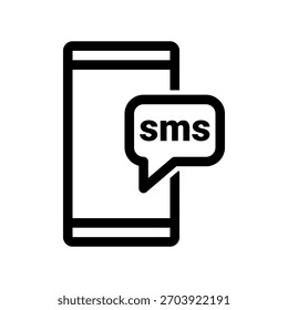Smartphone com notificação SMS, design plano