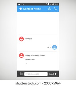Smartphone SMS Screen Vector Template Flat Design