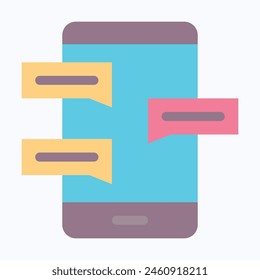 Smartphone SMS-Sprechblasen drücken Warnungen auf dem Bildschirm, Digital- oder Elektronische Musik-Chat auf dem Handy, flache Art isolierte Vektorgrafik-Symbol.