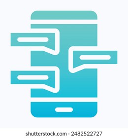 Smartphone Sms Speech Bubbles Push Alerts On Screen, Digital Or Electronic Chatting On Cellphone, Isolated Gradient Vector Icon.