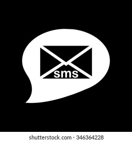 smartphone sms vector icon isolated on black