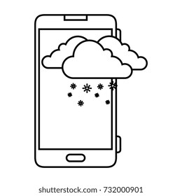 smartphone with snow cloud weather application