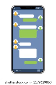 Smartphone con interfaz SNS aislado en fondo blanco, ilustración vectorial. 
