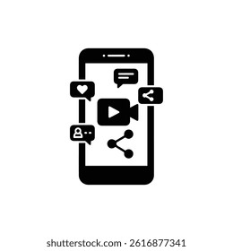 Smartphone with Social Media Icons and Camera for Content Sharing