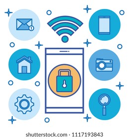 smartphone with social media marketing icons