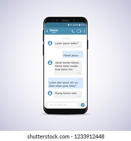 Smartphone with social network chat. Vector illustration. Smartphone with social network chat. Vector illustration.