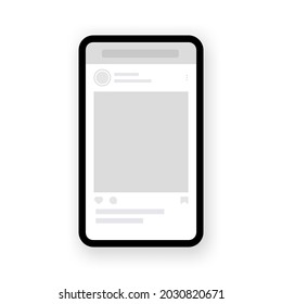 Smartphone con interfaz de red social. Popular plantilla de simulación de publicaciones en redes sociales. Diseño de interfaz de aplicación de páginas Web.