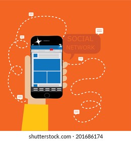 smartphone with social network page