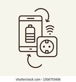 Smartphone and socket line icon. Mobile, plug, charge. Smart house concept. Vector illustration can be used for topics like modern technologies, housing, smart system