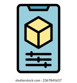 Smartphone software icon outline vector. App code. Internet service color flat