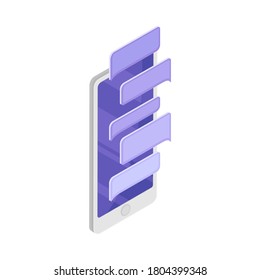 Smartphone Software with Messaging App Vector Isometric Illustration