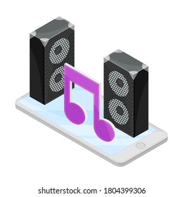 Software Smartphone con aplicación Vector Isometric Illustration