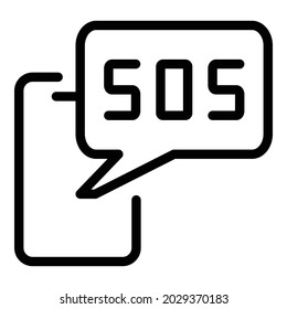 Smartphone Sos Icon Outline Vector. Emergency Call. Hotline Call