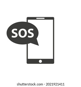 Smartphone con icono Sos. Ilustración vectorial
