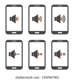 Smartphone sound control icons. Vector.