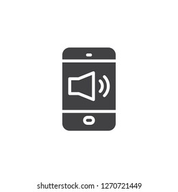 Smartphone sound volume vector icon. filled flat sign for mobile concept and web design. Tablet with loudspeaker screen  simple solid icon. Symbol, logo illustration. Pixel perfect vector