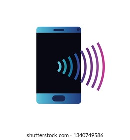 smartphone with sound wave isolated icon