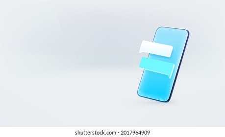 Smartphone mit Spitzblasen auf weißem Hintergrund. Banner mit Textraum für Text